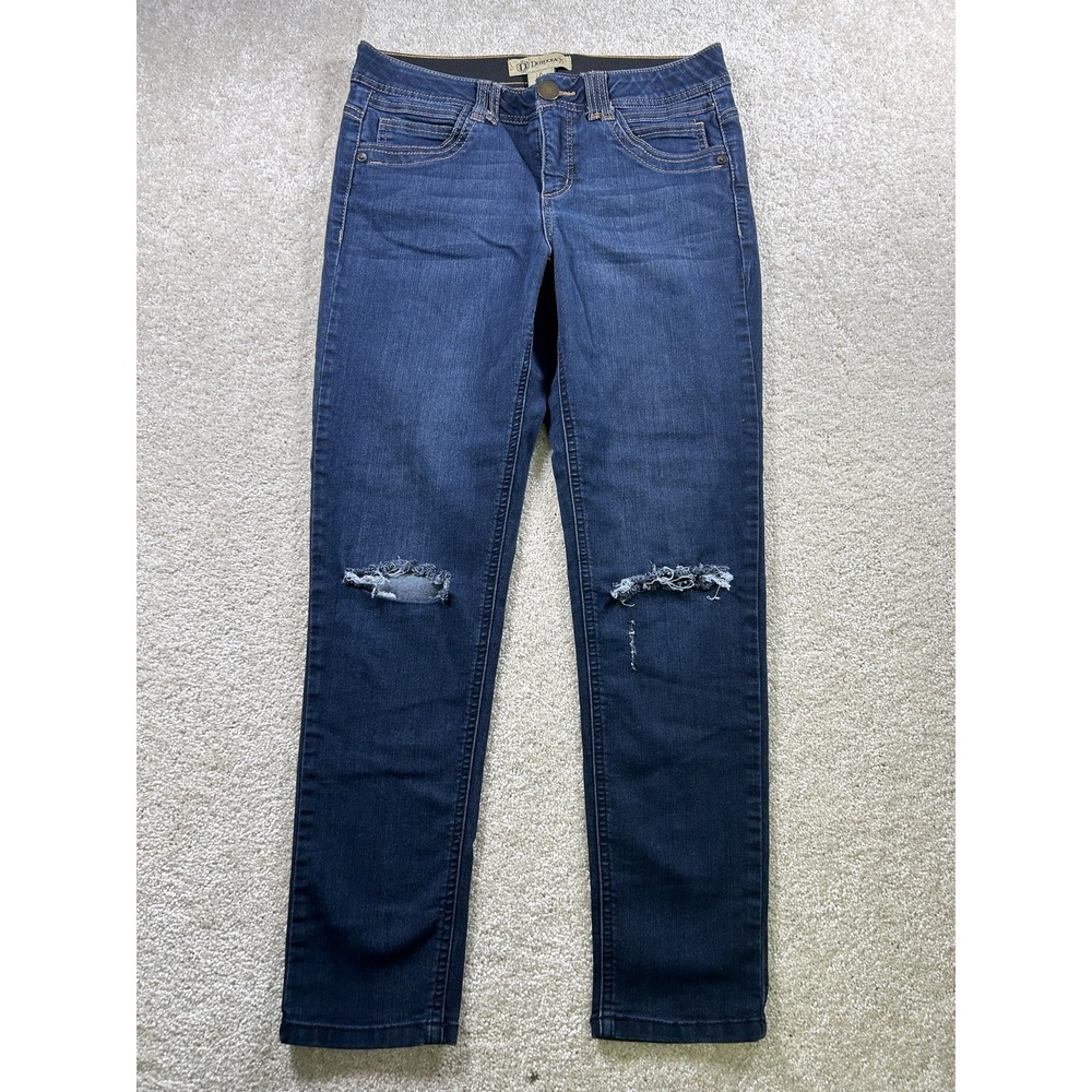Democracy Jeans Womens 14‎ Distressed Ab Solution Skinny Stretch Denim Dark Wash